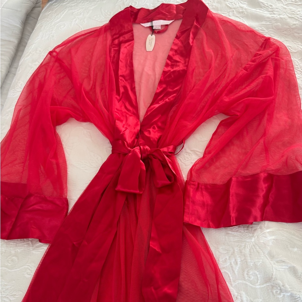 VS Elegant Red Sheer Robe